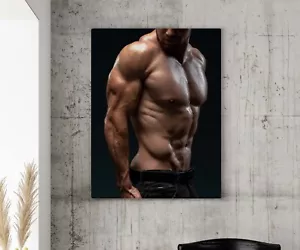 Male body canvas Gym wall decor Sexy athletic man gay bodybuilder poster print - Picture 1 of 12