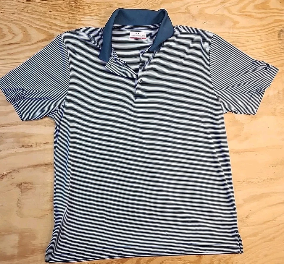 Рубашка поло для гольфа мужская Grand Slam Performance в полоску большая легкая полиэстер - Изображение 1 из 4