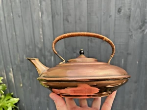ANTIQUE ARTS & CRAFTS c1880 W.A.S BENSON COPPER & BRONZE KETTLE WOVEN HANDLE - Picture 1 of 15