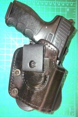 Front Line QUAD33C-BK AMBI Leather Kydex Paddle IWB Suede Holster Lined H&K P30 - Image 1 of 4