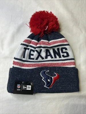 Gorro tejido tobogán con logotipo con letras New Era Houston Texans azul marino rojo blanco nuevo con etiquetas E3 Foto 1 de 2