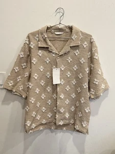 ZARA MAN TEXTURED JACQUARD SHIRT  Beige REF. 2878/310/710 Size L - Picture 1 of 5