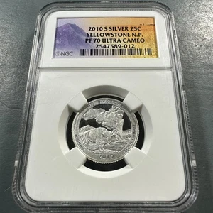 2010-S Yellowstone NP SILVER Quarter, NGC PF70 UCAM (86747) - Picture 1 of 2