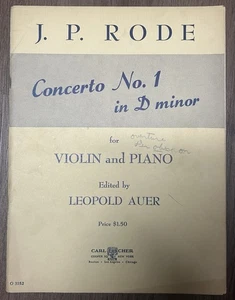 J.P. Rode Concerto No. 1 d minor for Violin & Piano Leopold Auer Carl Fischer - Picture 1 of 4