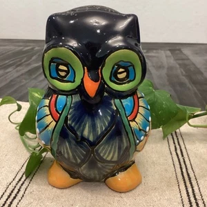 Owl Mexican Pottery Folk Art Piggy Bank Hand Painted Talavera Hecho en Mexico - Picture 1 of 9