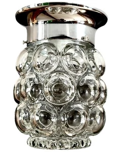 Vintage 1950’s Art Deco Nouveau Big Bubble Glass W/ Chrome Base Light Fixture - Picture 1 of 24