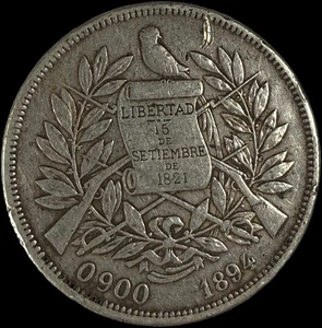 Guatemala - 1 Peso - 1894 - Argento .900 - Articolo #002 - Foto 1 di 4