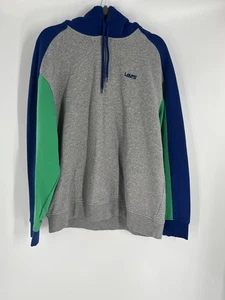 LEVI'S men gray colorblock hoodie sz L relaxed fit kangaroo pocket fleece lined - Picture 1 of 14