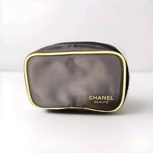 Vintage Chanel Beaute Black Fabric Zippered Cosmetic Makeup Bag - Picture 1 of 3