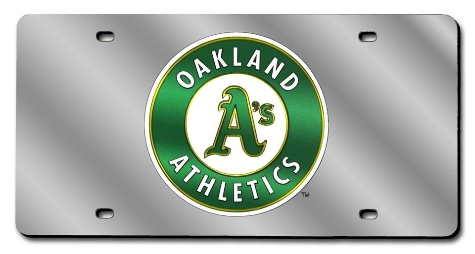 Oakland Athletics A's Baseball Premium Laser Cut Tag License Plate, Mirrored... - Image 1 of 1