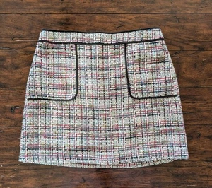 Nueva Falda Loft Forrada Tweed Cremallera 12 Blanco Negro Rosa Bolsillos - Imagen 1 de 9