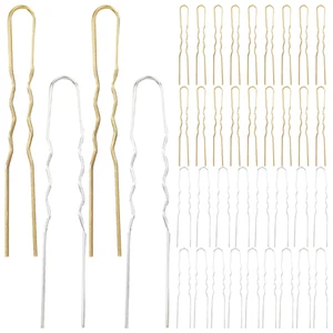 Lawie 40 Pack 3 Inch Gold Silver Metal U Shaped Hair Pins Alloy Iron Wire Hair F - Picture 1 of 12
