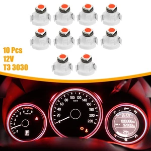 10 Pcs Red T3 3030 LED 12V LED Dash Gauge Instrument Panel Light Bulb for Car - Picture 1 of 6