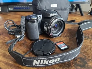 Nikon COOLPIX L110 12.1MP Camera Black Tested w/ Case, Card + Cable Near Mint - Picture 1 of 24