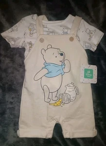 Disney Winnie The Pooh 2-Piece T-Shirt & Overall Romper Set 3-6 Months NWT - Picture 1 of 13