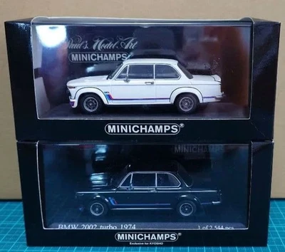 MINICHAMPS BMW 2002 Turbo 1/43 Model Car Set White Black Collectible Rare - Image 1 of 4
