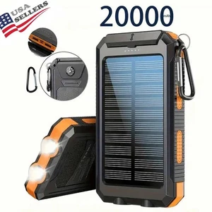 Latest Solar Charger 20000mAh Power Bank with Dual USB & Flashlight Outdoor -USA - Picture 1 of 5
