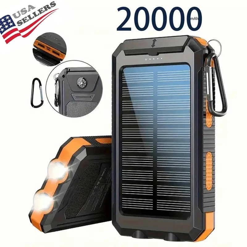 Latest Solar Charger 20000mAh Power Bank with Dual USB & Flashlight Outdoor -USA - Image 1 of 4