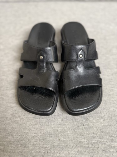 CLARKS 36665 SANDALI SLIP ON DONNA NERI IN PELLE PUNTA APERTA TAGLIA 6M