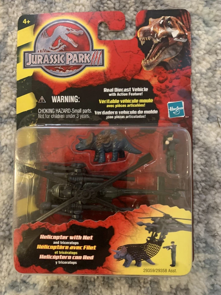 Helicóptero Jurassic Park 3 con red y triceratops Hasbro Die-Cast Foto 1 de 2