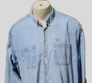 VINTAGE Duck Head Shirt Mens XXL Blue Chambray Denim Work Button 90s USA - Picture 1 of 11