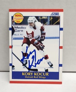 KORY KOCUR 1990-91 Score Canadian #384 ~ ROOKIE AUTOGRAPH ~ IP AUTO ~ RED WINGS