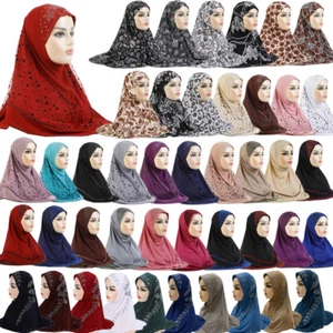 Hijab Women Instant Wrap Scarf Shawl Pull On Turban Muslim Headscarf One Piece - Picture 1 of 115