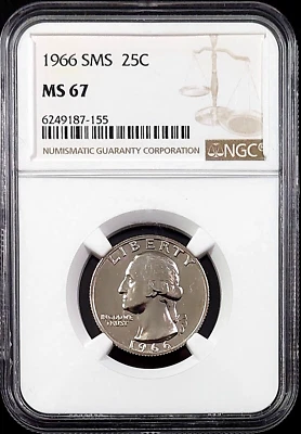 1966 SMS Washington Quarter certified MS 67 by NGC! sku 87155 - Image 1 of 4