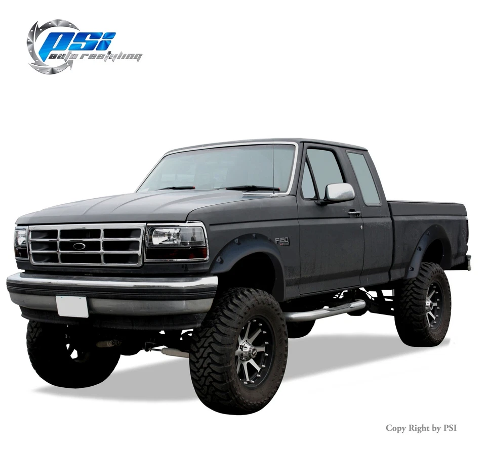 Black Textured Pocket Bolt Fender Flares 92-96 Ford F-150 F-250 F-350 Bronco Foto 1 de 3