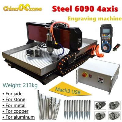 Steel CNC 6090 4Axis 2200W Router Engraving Machine Linear Guide Metal Copper - Image 1 of 4