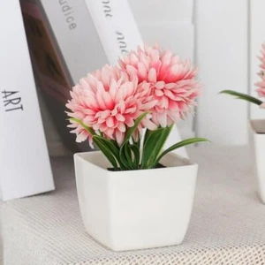 Flores de escritorio de 1 pieza, plantas artificiales en maceta de crisantemo, hogar, restaurante - Imagen 1 de 28