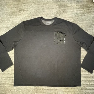 Express Size XXL Mens Shirt Moisture Wicking Long Sleeve Chest Zip Pocket Black - Picture 1 of 12