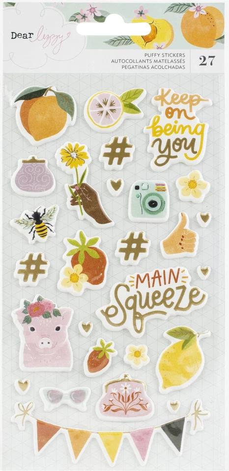 Adesivos inchados Dear Lizzy It's All Good 27/Pkg-Mini ícones com detalhes em folha de ouro - Imagem 1 de 1