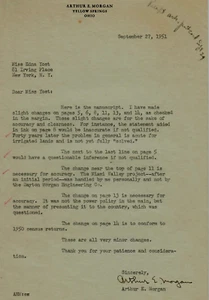 RAR! "1st Chairman Of The TVA" Arthur Morgan handsigniert TLS datiert 1951 - Bild 1 von 1