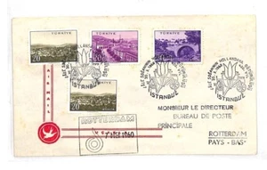 TURKEY 1960 Istanbul TULIP FAIR Postmark Cover Rotterdam FLOWERS {samwells}AR14 - Picture 1 of 3
