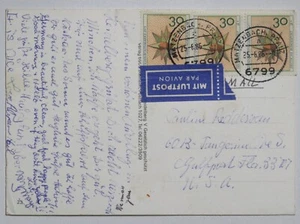 Bund 790 MEF (3) Lp-Ansichtskarte Matzenbach 1986 in die USA  - Bild 1 von 4