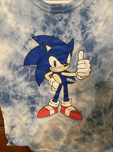 Boys Sonic The Hedgehog T-shirt Tye Dye Blue Size Medium  - Picture 1 of 3