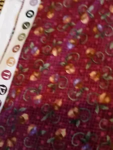 Vntg Sewing Fabric BENARTEX Nancy Halverson "Acorn Hollow" Plum Calico 1.5yx45" - Picture 1 of 6