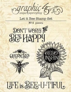 Graphic 45 LET IT BEE - Stamps Set 6pc #4502412 - Picture 1 of 1