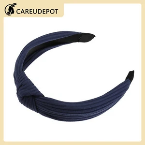 1Pcs Women Textured Cotton Knot Headband Soft Hairband Navy Blue 1.3 Inch Wide - Picture 1 of 7