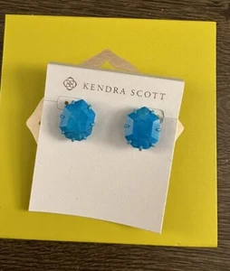 Kendra Scott Morgan Earrings Heptagon Stud Matte Aqua Howlite - Picture 1 of 4