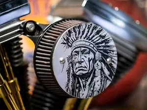 Indian Chief Engraved Air Filter 5.5” Cleaner cover cap 5.5” Motorcycle Harley - Picture 1 of 7
