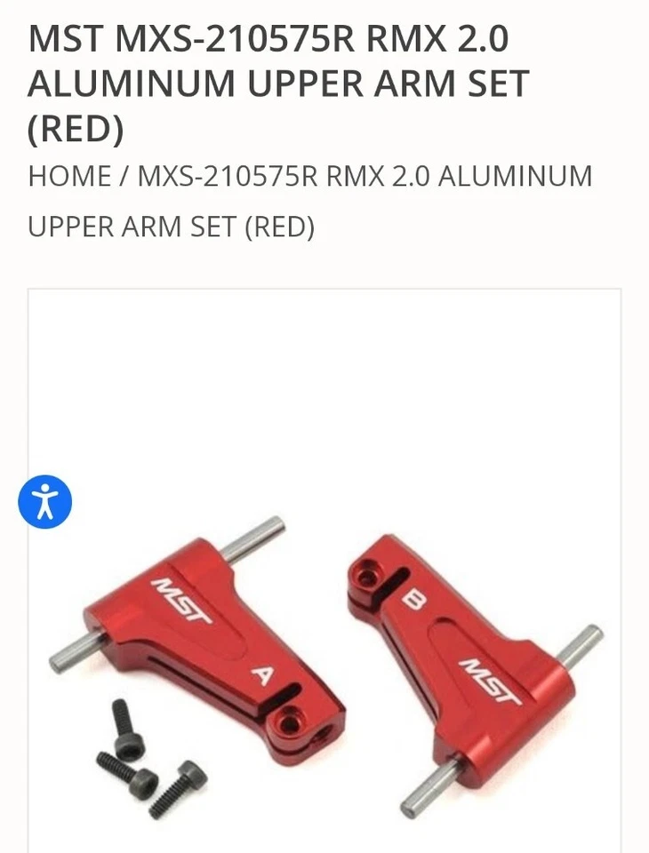 Mst RMX 2.0 Aluminum Upper Arm Set (red) 210575R Mxspd210575r