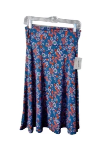 Falda LuLaRoe Azul Línea A Hasta la Rodilla Verde Multicolor Floral Talla Pequeña Nueva - Imagen 1 de 7