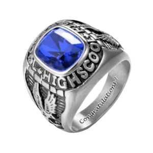Full Personalized Class Ring For Men High School College Graduation Gift For Her - Picture 1 of 7