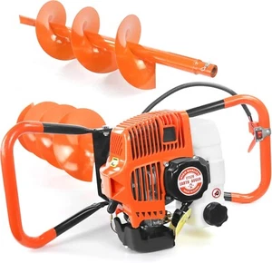 Post Hole Digger 52cc Gas Powered Earth Digger with 6" 10" Auger Drill Bits US - Picture 1 of 6