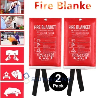2pcs FIRE BLANKET Fiberglass Rescue Emergency Home Retardant Prepared 39''x39''