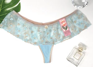 Beautiful Sexy Floral Embroidered Lace Thong Panties Sz 9 - Picture 1 of 6