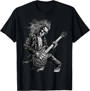 Skeleton Guitar Guy Rock And Roll Band Rock On Gift Unisex T-Shirt - Picture 1 of 4