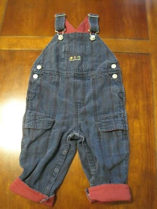 Gymboree Boys Denim Blue Stripe Cotton Football Overalls 12-18 months EUC - Picture 1 of 6